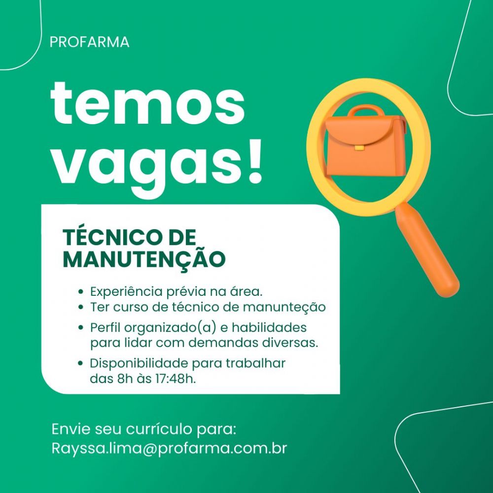 Profarma abre vaga para técnico de manutenção em Santa Maria