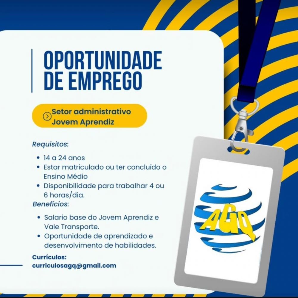 AGQ abre vaga de jovem aprendiz para setor administrativo